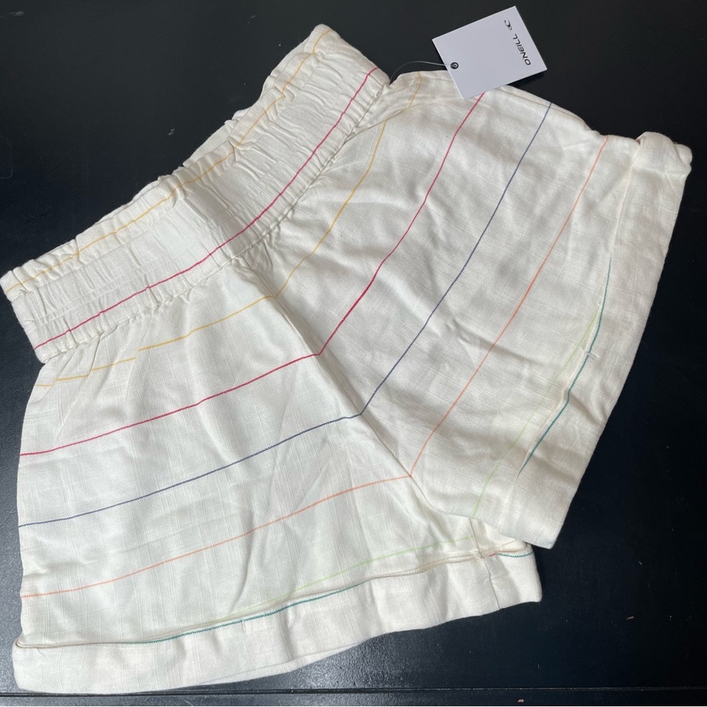 O'Neill Alden Women’s XS Cream Striped Shorts NWT